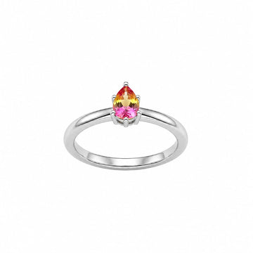 Silvme Gradient Pear Solitaire 925 sterling silver ring for women set with cubic zirconia — front view on white background