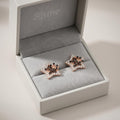 Rose-Gold-Tone Star Stud Earrings with Dark Accents, additional product view 4