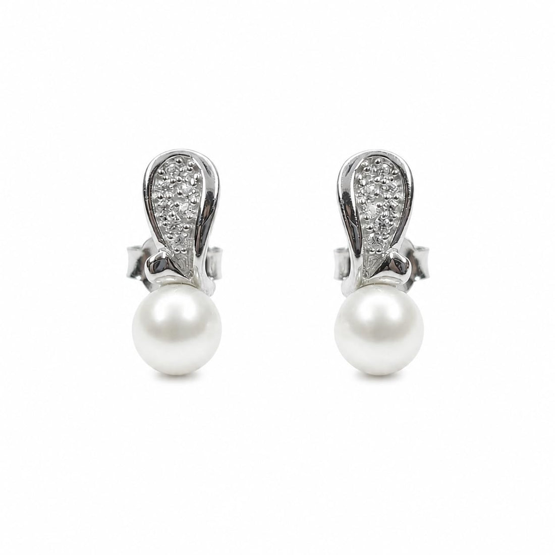 Pearl-Look Accent Drop Stud Earrings, front product view