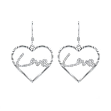 Love Script Heart Drop Earrings, front product view