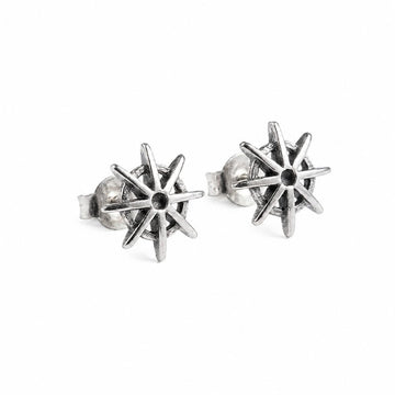 Compass Star 925 silver stud earrings for women, gift for girlfriend, shown as a matching pair