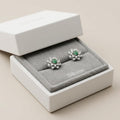 Green Floral Halo Stud Earrings, additional product view 4