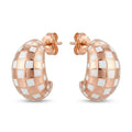 Rose-Gold-Tone Checkerboard Hoop Earrings, front product view