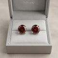 Red Round Solitaire Stud Earrings, additional product view 5