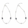 Charm, bead and chain detail on the Silvme evil eye charm 925 silver anklet payal