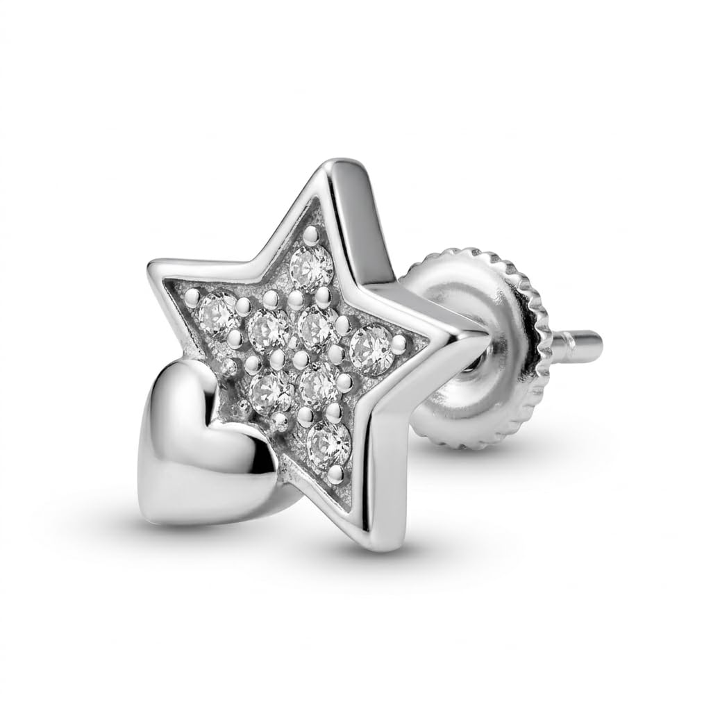 Star & Heart Stone-Set Stud Earrings, alternate angle
