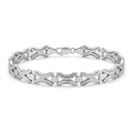 Silvme 925 sterling silver open arc link bracelet for men shaped into an oval on a white background