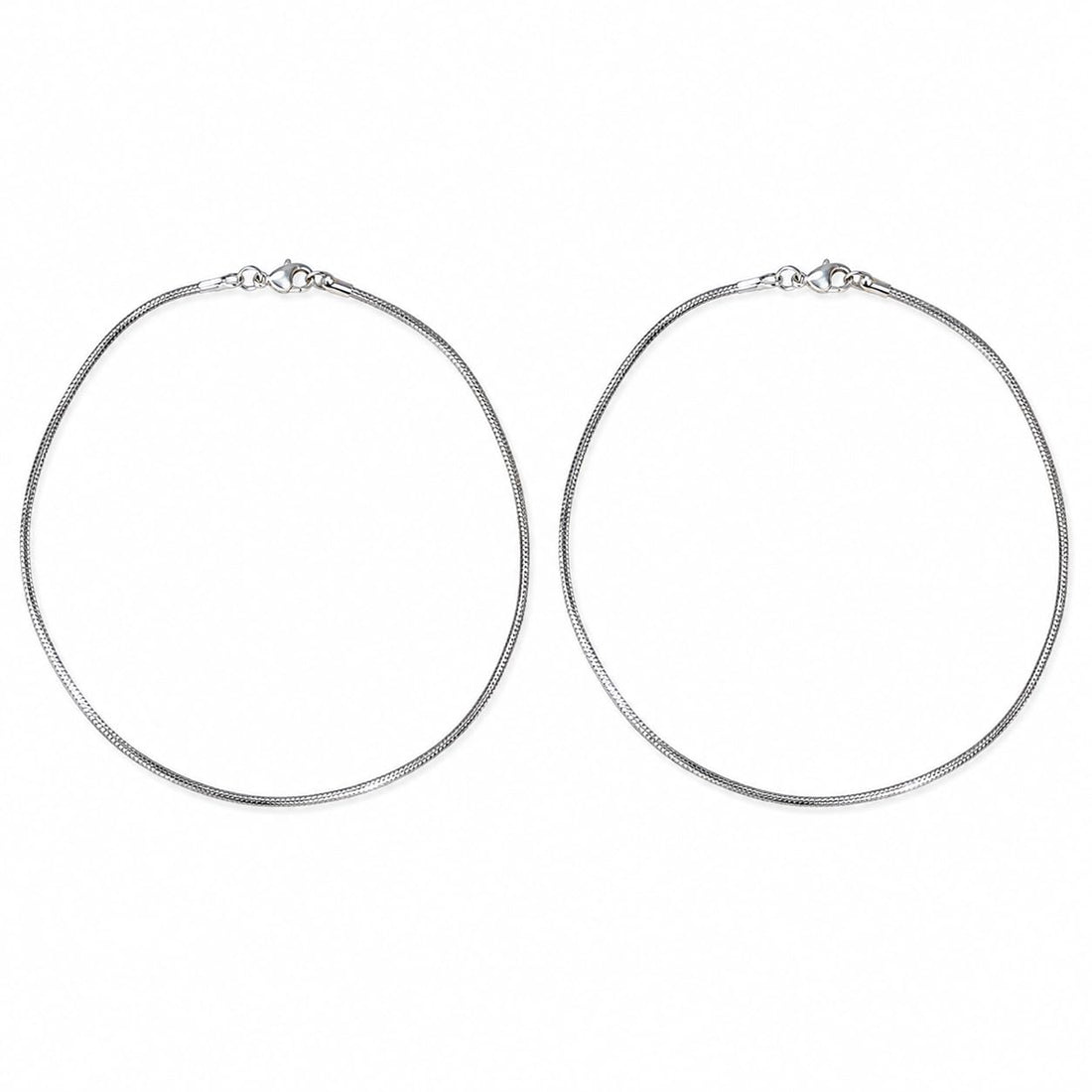 Silvme 925 sterling silver Classic Plain Chain anklet, on a plain white background, full view