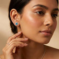 Blue Floral Halo Stud Earrings, additional product view 5