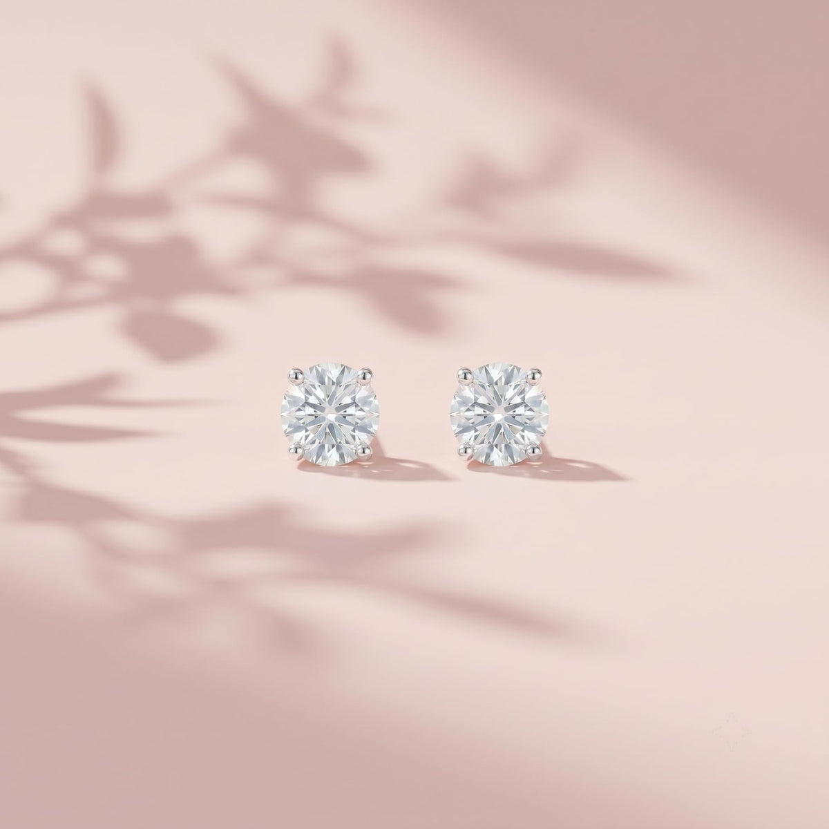 SILVME 925 Sterling Silver Round Solitaire Stone-Set Stud Earrings