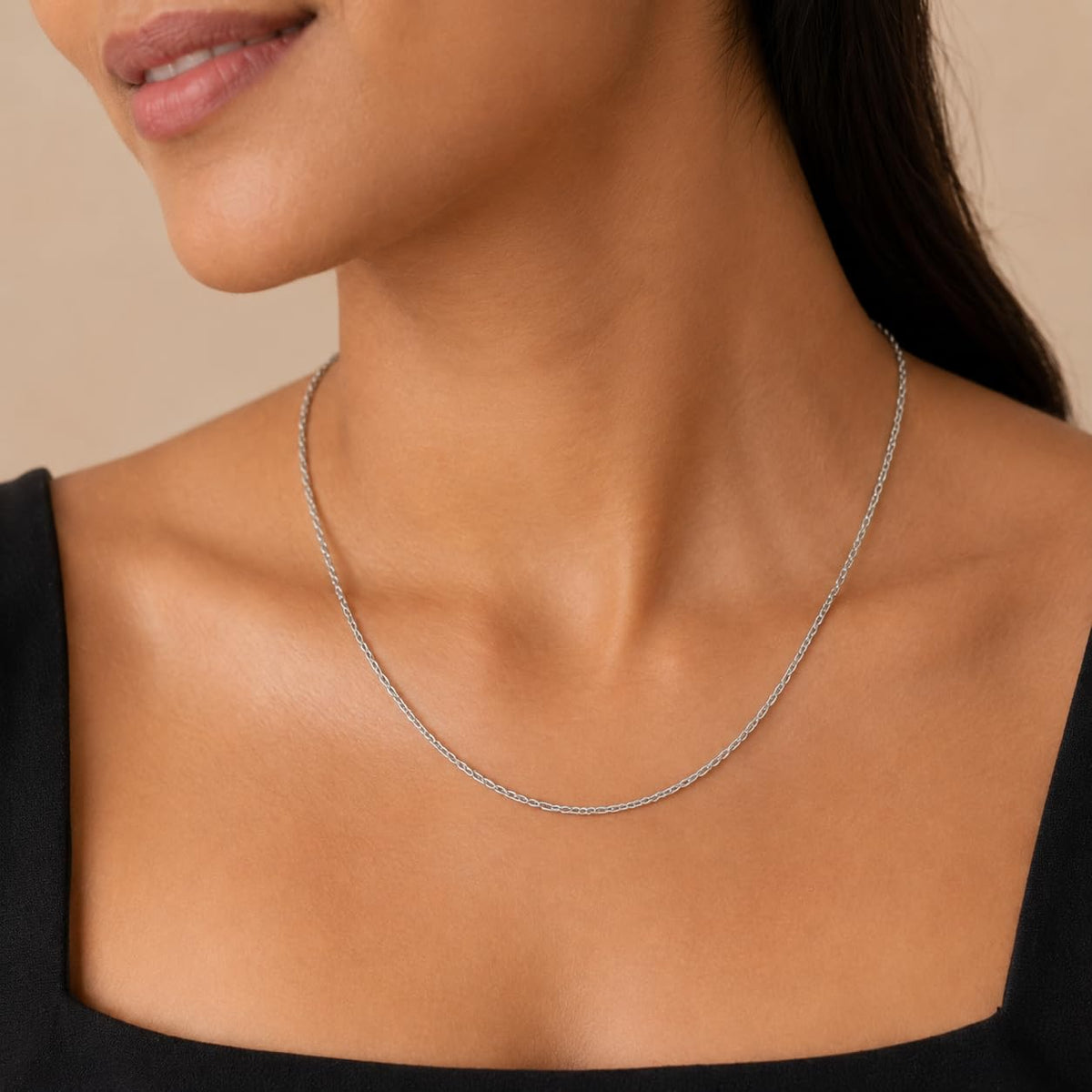 Silvme rhodium-plated chain in solid 925 sterling silver, approx. 5.05 g, sterling clasp and findings