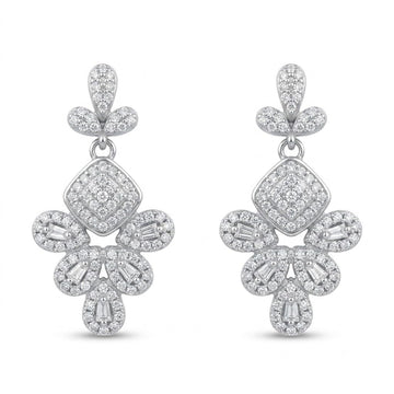 Baguette Stone-Set Chandelier Statement Earrings, front product view