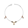 Clasp and adjustable extension-chain detail of the Silvme rose-gold CZ leaf & square charm silver anklet
