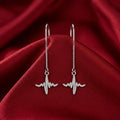 Heartbeat Pulse Wave Stone-Set Threader Earrings, additional product view 3