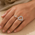 Silvme Heart 925 sterling silver heart ring for women, silver-tone, ladies ring silver, finger ring for women, front view