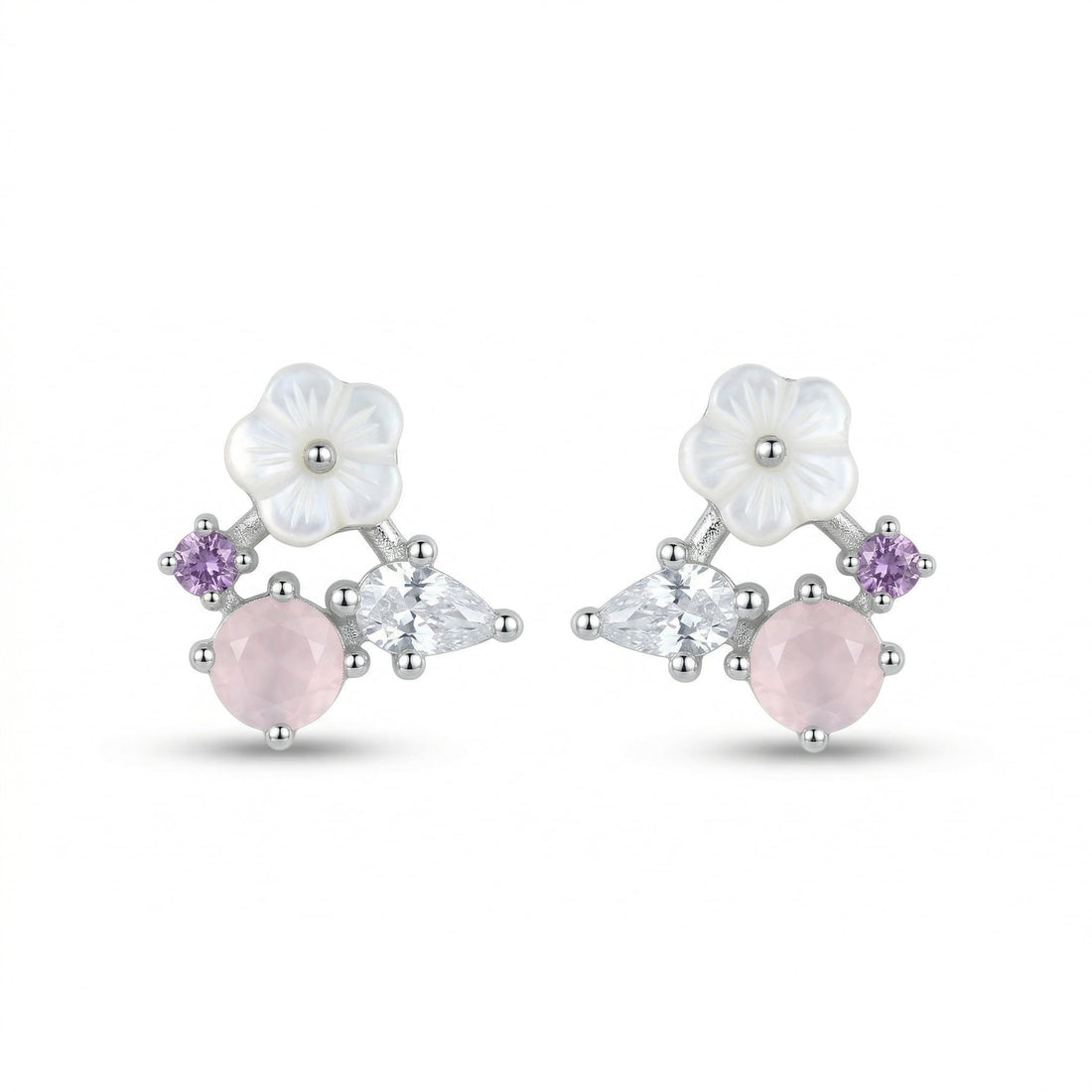 Blossom Breeze Pastel-Cluster Stud Earrings, front product view