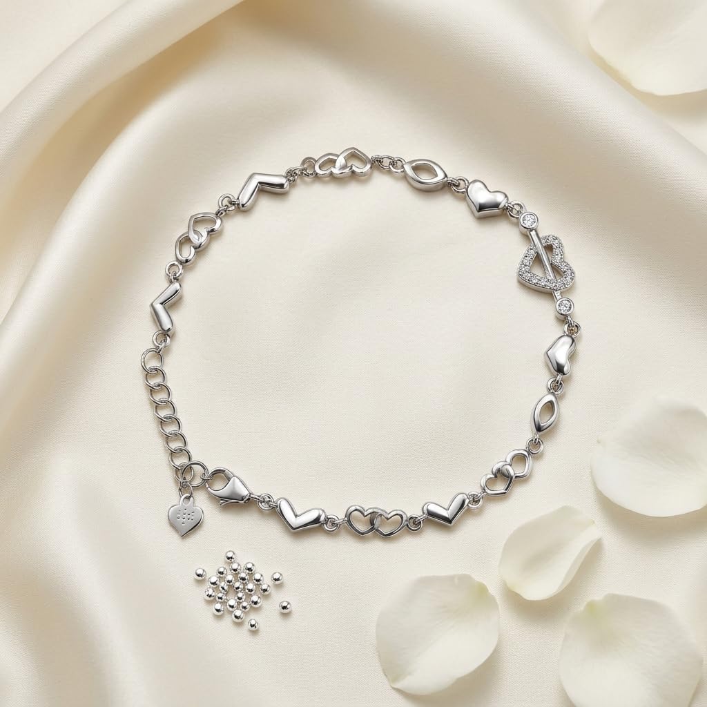 Silvme Heart Bracelet in 925 sterling silver, jewellery for women, refined silver accessory