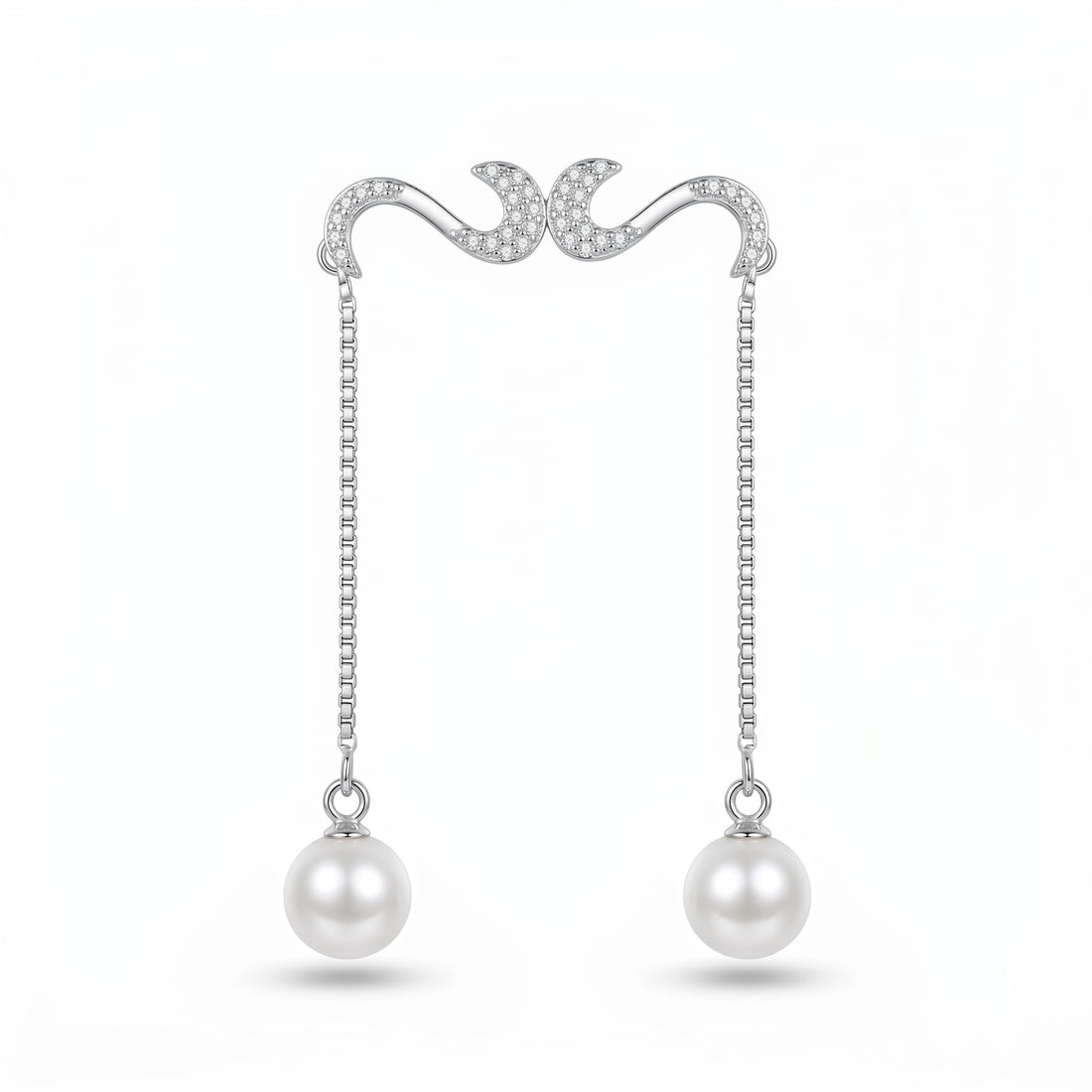 Pearl-Look Accent Drop S-Hook Ear Cuff Earrings, front product view