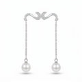 Pearl-Look Accent Drop S-Hook Ear Cuff Earrings, front product view