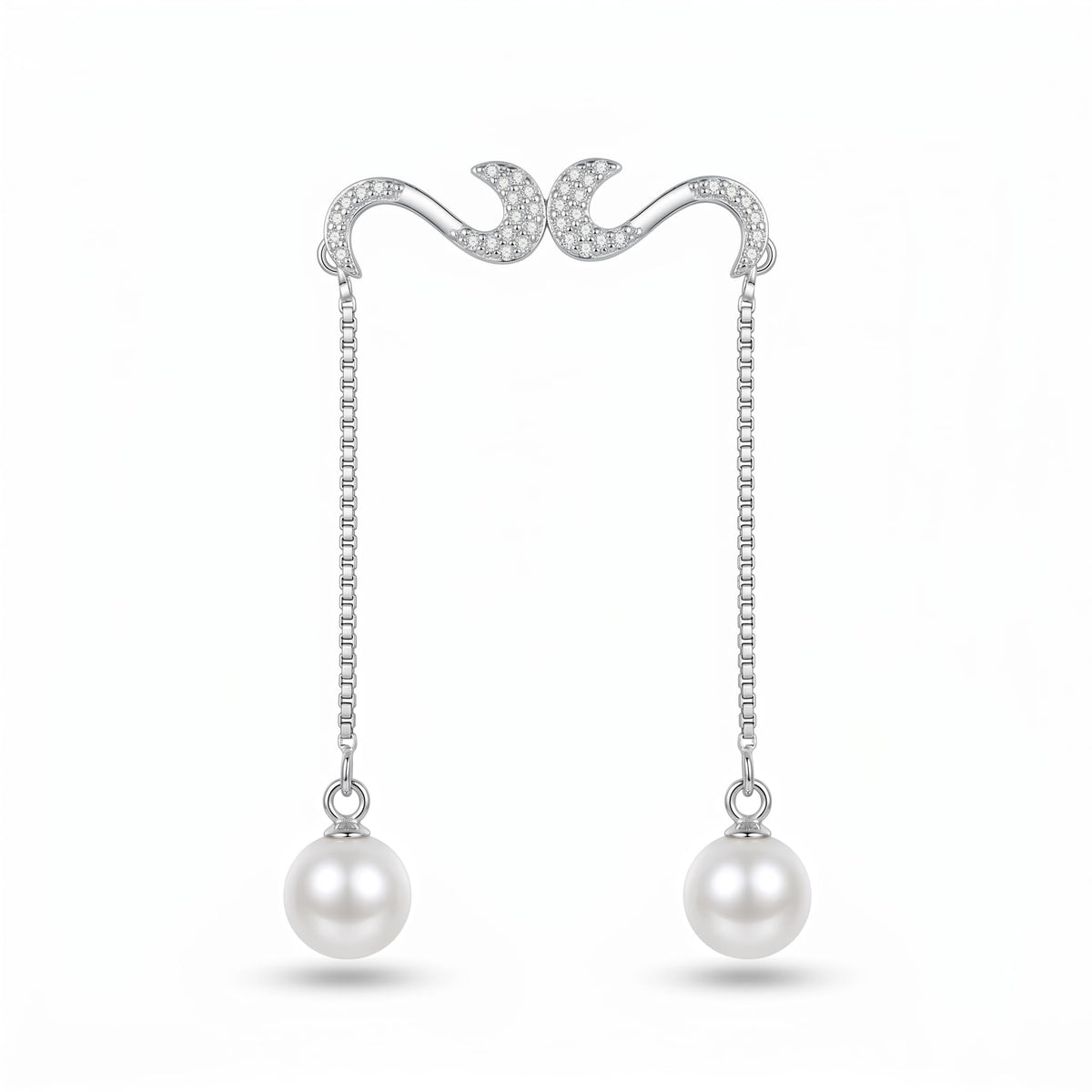 Pearl-Look Accent Drop S-Hook Ear Cuff Earrings, front product view