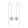 Split Heart Pave Stone-Set Threader Earrings, front product view
