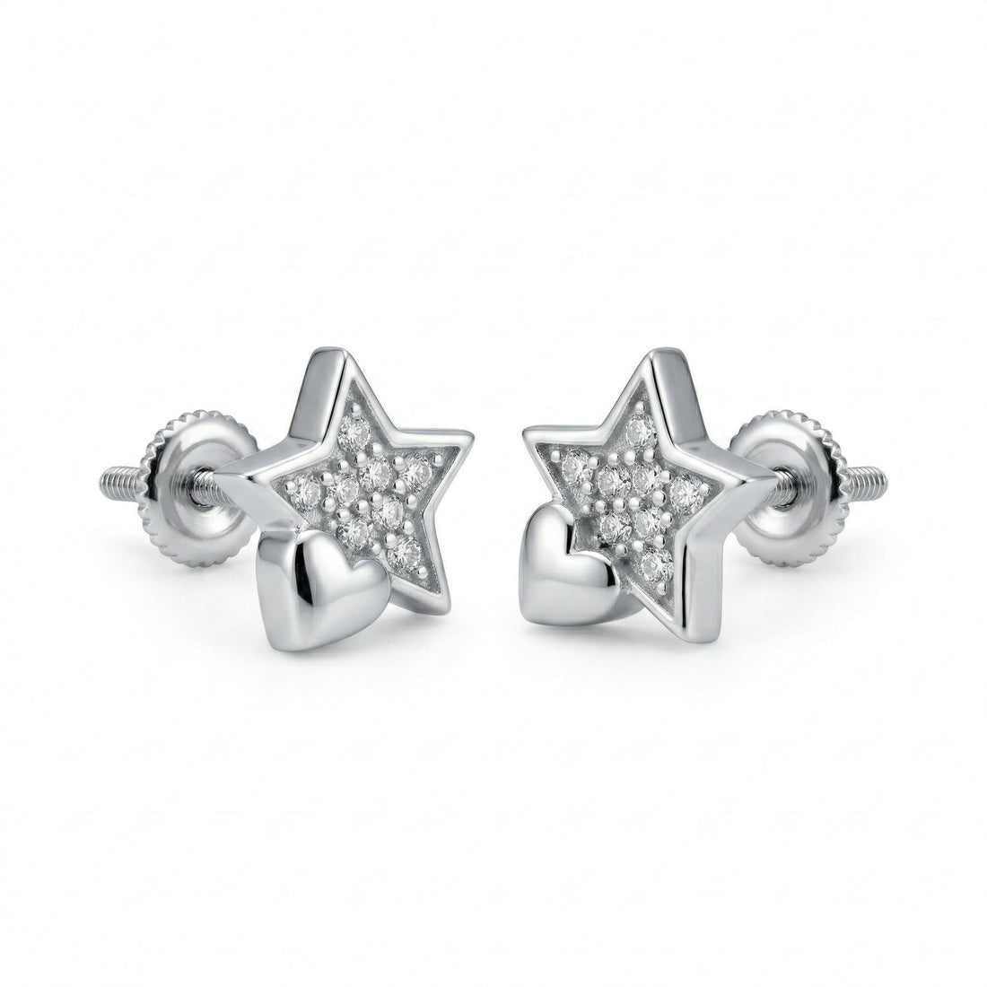 Star & Heart Stone-Set Stud Earrings, front product view
