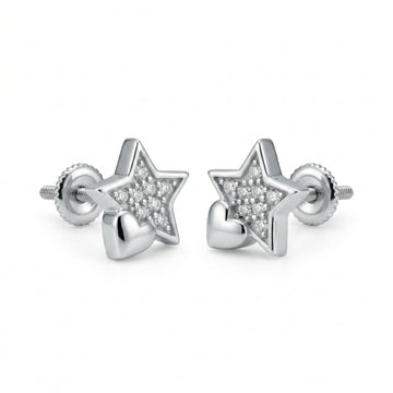 Star & Heart Stone-Set Stud Earrings, front product view