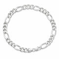 Silvme 925 sterling silver figaro chain bracelet for men shaped into an oval on a white background
