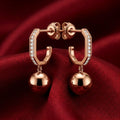 Rose Gold Channel Huggie Ball Drop Earrings, additional product view 4