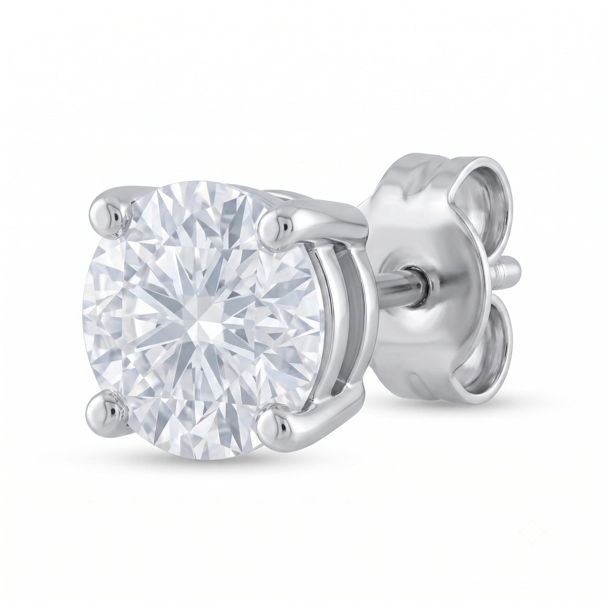 Round Solitaire Stone-Set Stud Earrings, alternate angle