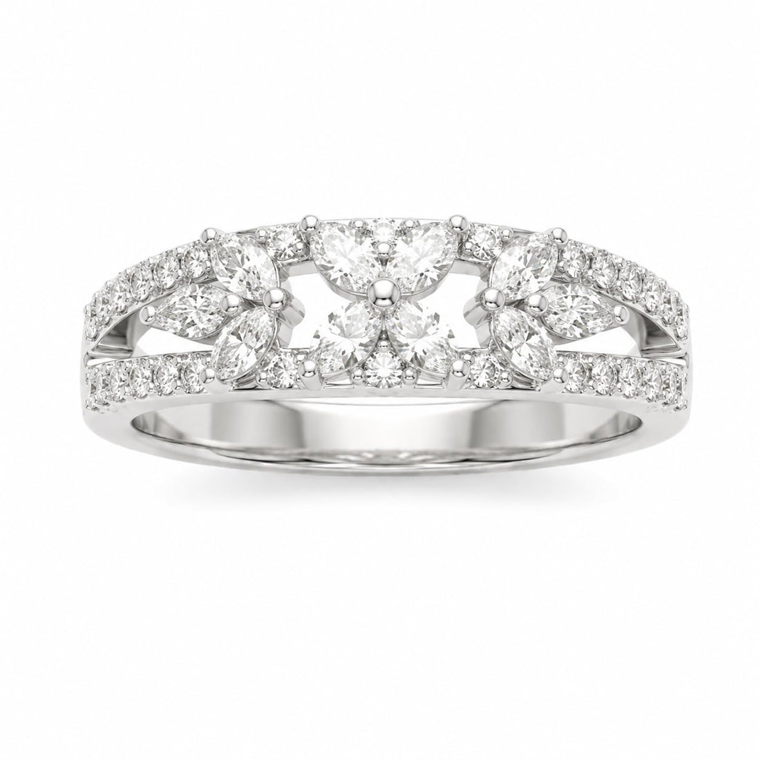 Silvme Brilliant Facet Sparkle 925 sterling silver ring for women — front view on white background