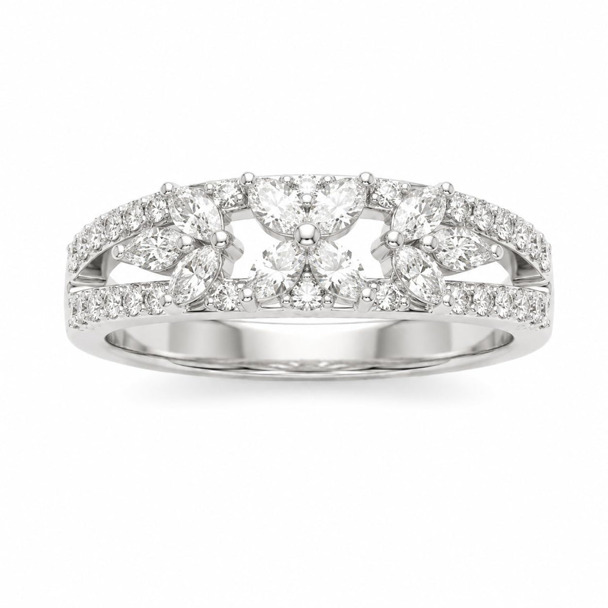 Silvme Brilliant Facet Sparkle 925 sterling silver ring for women — front view on white background