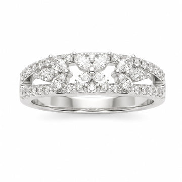 Silvme Brilliant Facet Sparkle 925 sterling silver ring for women — front view on white background