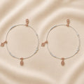 Silvme rose-gold CZ charm 925 silver anklet with a rose-gold square CZ and an oval CZ drop, full-length view