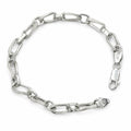 Silvme 925 sterling silver textured paperclip link bracelet for men shaped into an oval on a white background