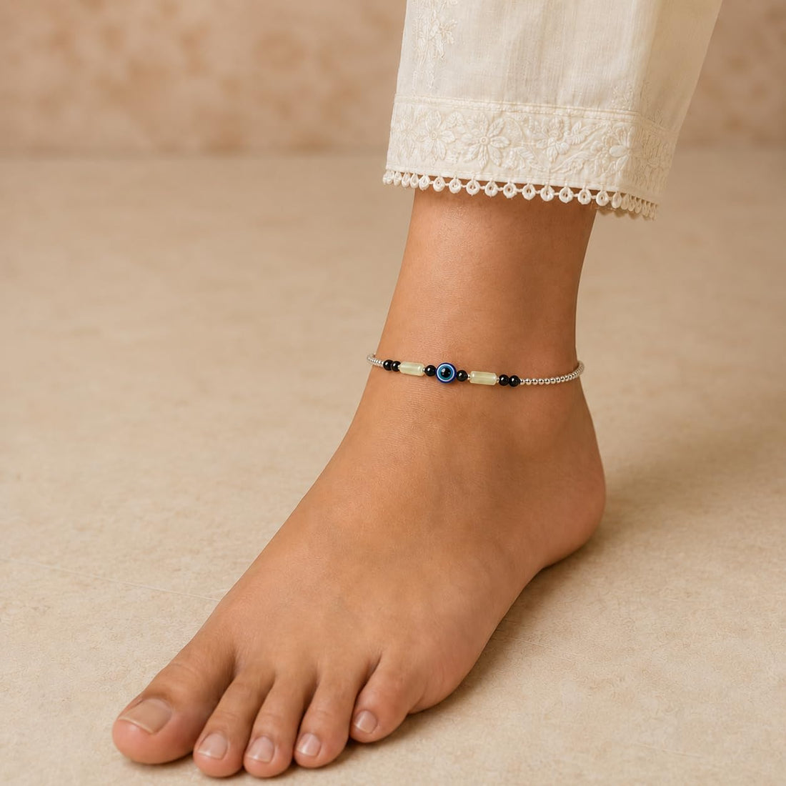 Silvme 925 Sterling Silver Rose-Gold Square CZ Anklet for Women & Girls
