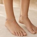 Clasp and adjustable extension-chain detail of the Silvme rose-gold CZ charm silver anklet