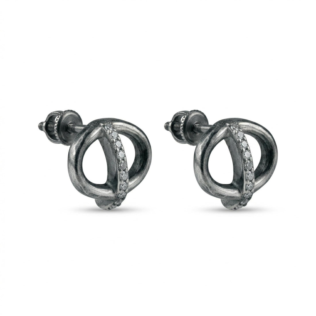 Interlocking Circle Stone-Set Stud Earrings, front product view