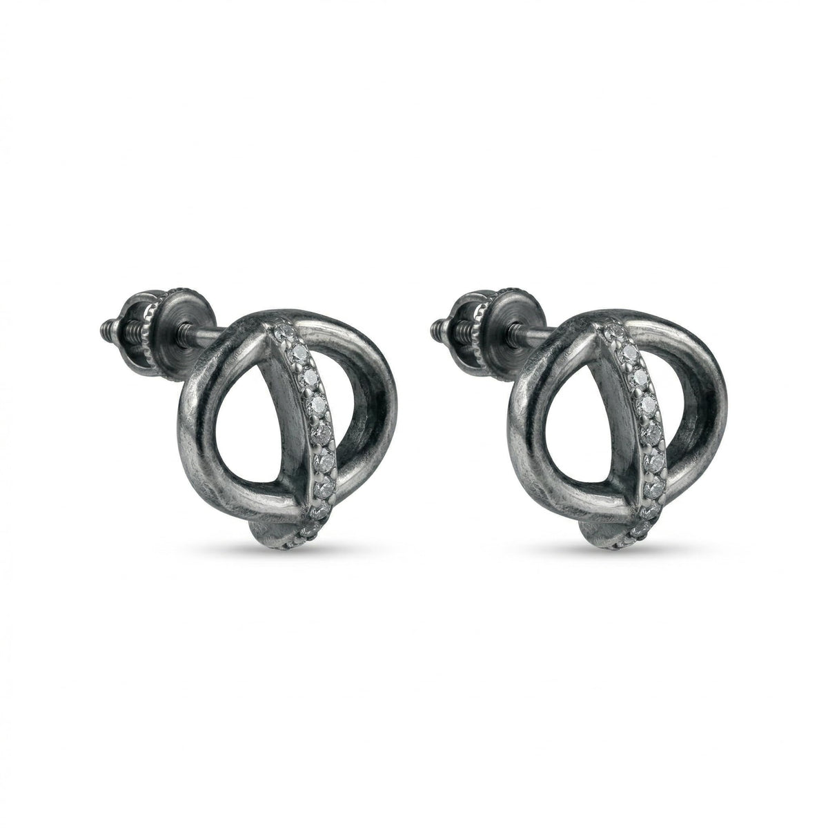 Interlocking Circle Stone-Set Stud Earrings, front product view