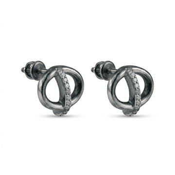 Interlocking Circle Stone-Set Stud Earrings, front product view