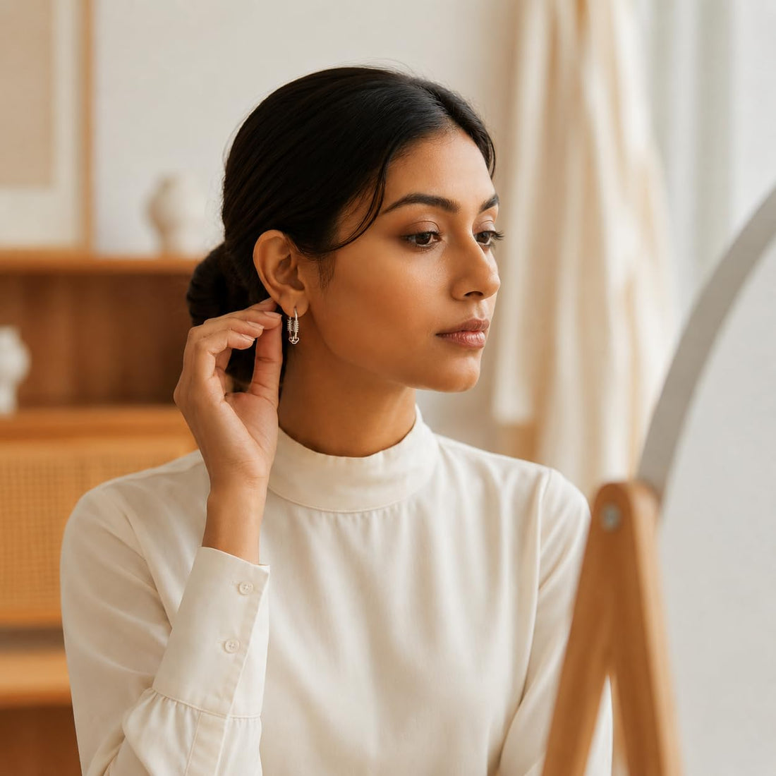 Silvme 925 Sterling Silver Oxidised Bali Hoop Earrings for women - white-background product photo of silver bali hoop earrings