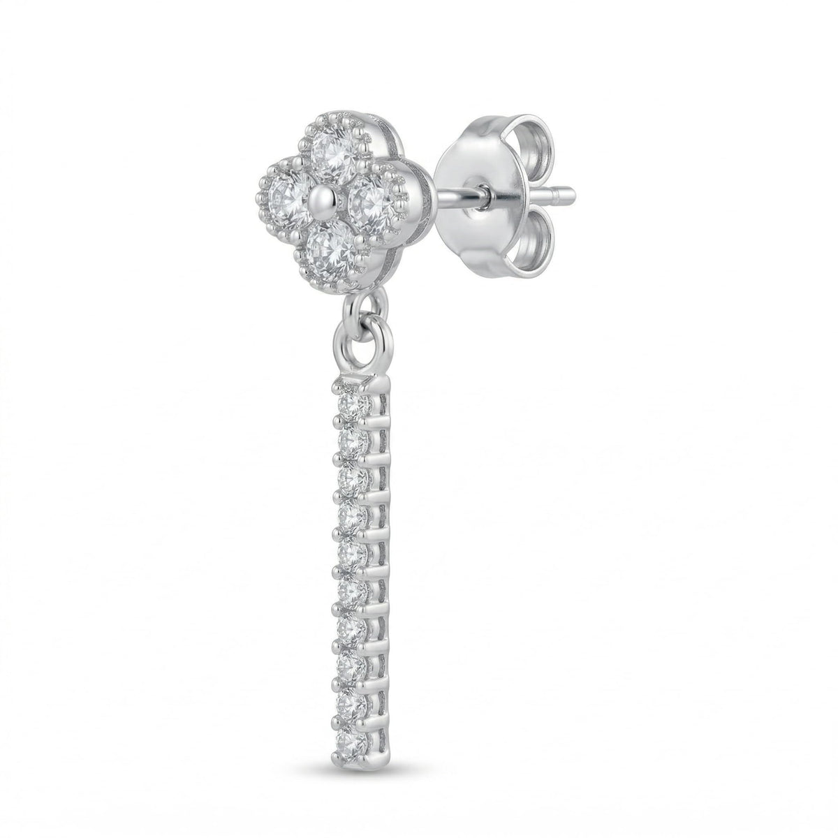 Floral Baguette Drop Earrings, close-up detail