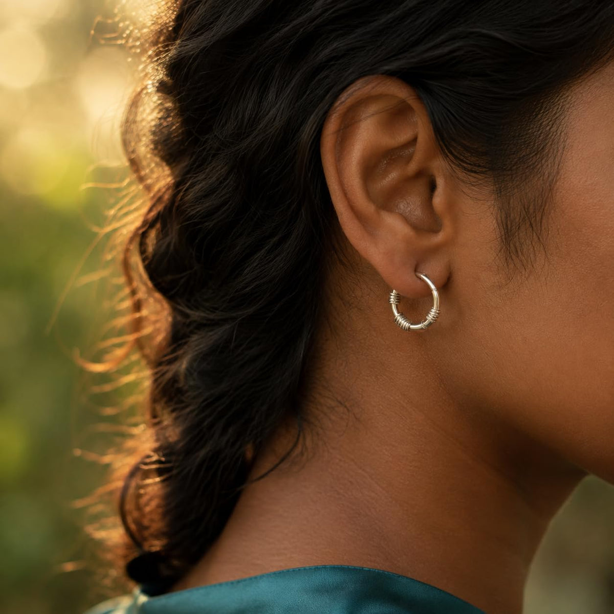 Silvme Balinese Coil Bali Hoop Earrings - 925 sterling silver earrings for women, casual look