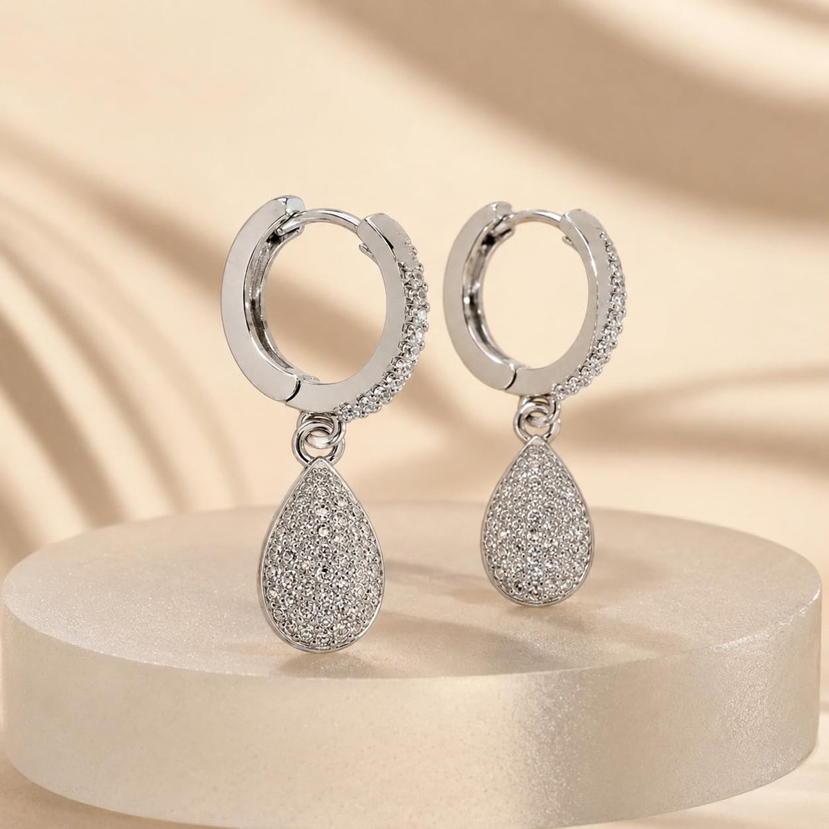 Silvme CZ Teardrop Drop Earrings - chandi ki bali drop earrings, 925 silver jewellery gift for wife