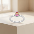 Silvme Gradient Pear Solitaire 925 sterling silver ring for women set with cubic zirconia — close-up detail