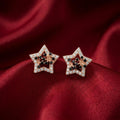 Rose-Gold-Tone Star Stud Earrings with Dark Accents, additional product view 3