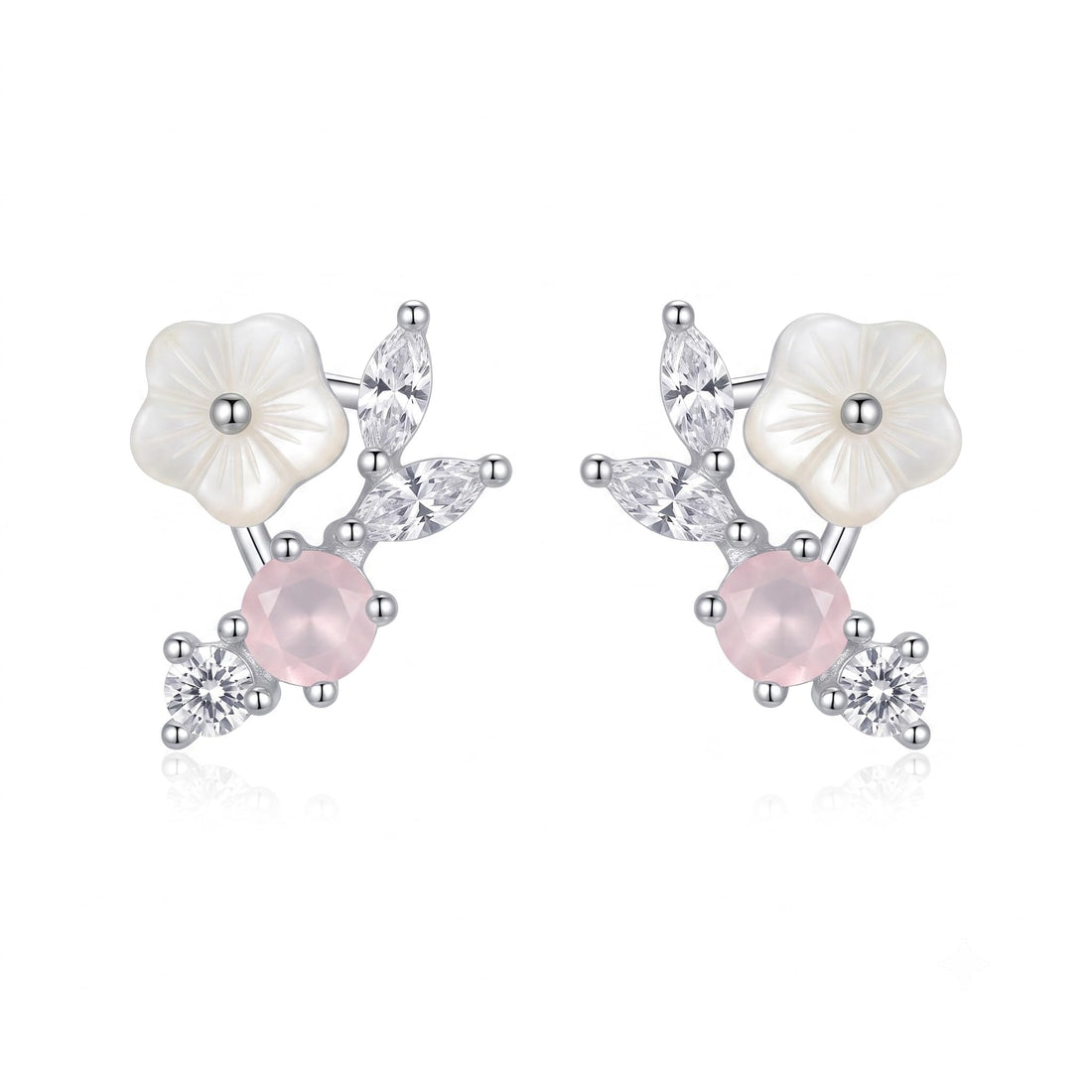 Floral Vine Climber 925 silver ear climber earrings for women, gift for girlfriend, shown as a matching pair