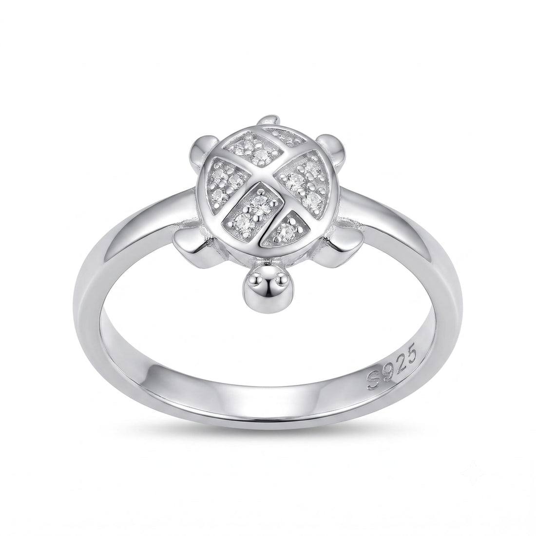 Silvme clover shell turtle 925 sterling silver ring for women with clover-pattern stone shell on an open band