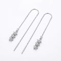 Stone-Set Floral Snowflake Charm Threader Earrings, front product view