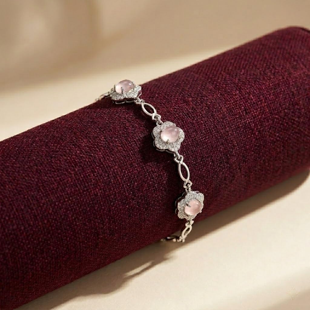 Silvme Flower Motif CZ Bracelet in 925 silver, styled for party wear, premium silver jewellery